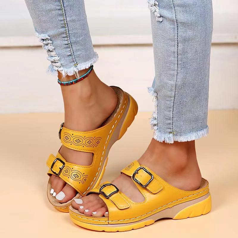 Ortopediska Sandaler För Kvinnor, Sommar, Hålfotsstöd, Bred Passform, Justerbara Remmar