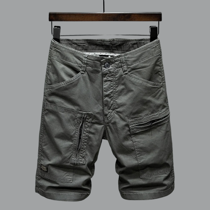 Herrcargo-shorts i skräddarsydd passform med blixtlåsförsedda verktygsfickor