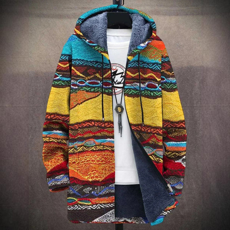 Höstfleecejacka För Kvinnor Med Konstnärligt Tryck