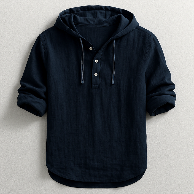Herrhoodie Långärmad Med Kurvad Fåll