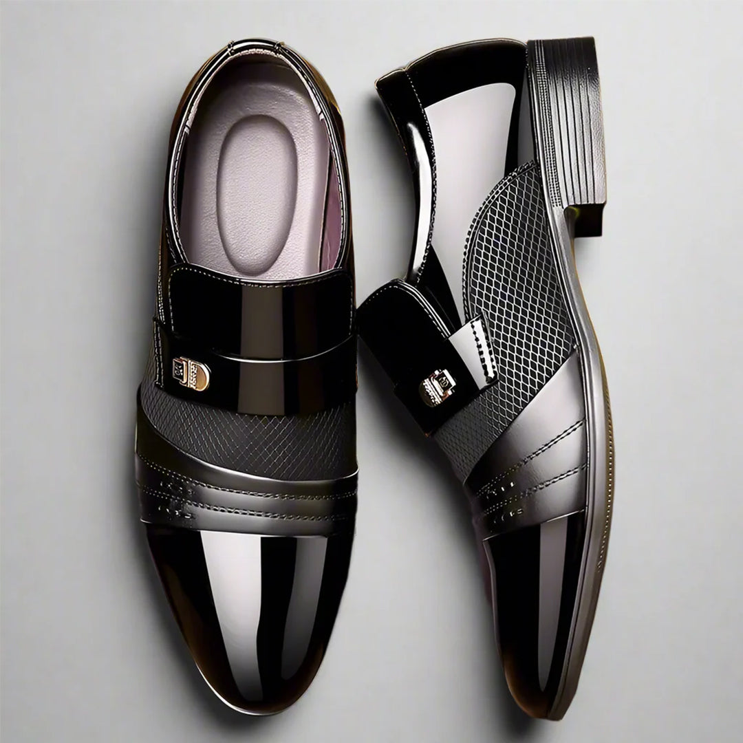 Herr Loafers Med Spänne Och Texturerad Sula