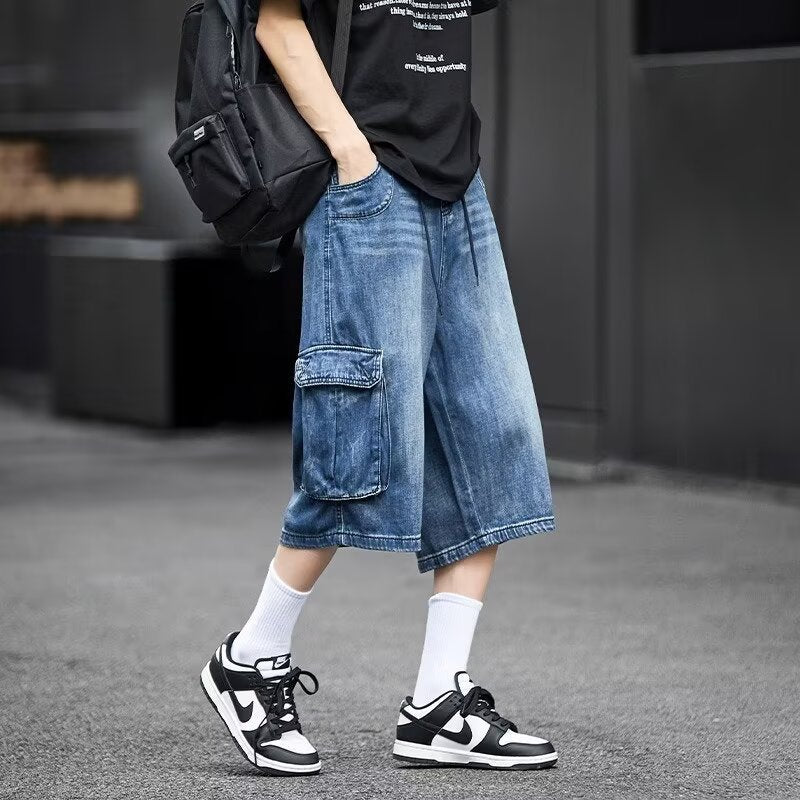 Herr Denim Capribyxor Loose Fit Multi Pocket Raka Ben