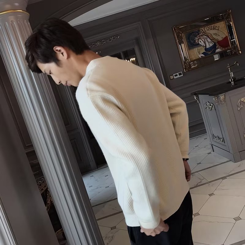 Herr Vinter Cardigan Enfärgad med Långärmad Design