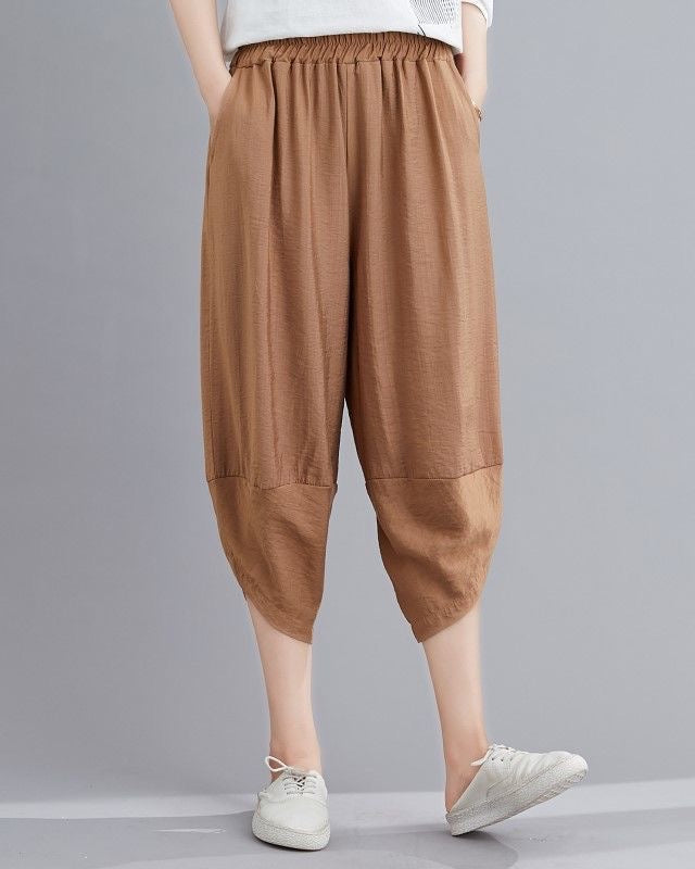 Dam Harembyxor Hög Midja Beskuren Lös Passform