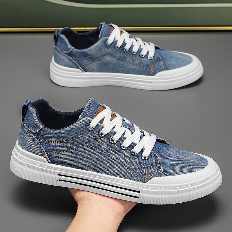 Herr Sneakers Låga Snörskor Platta Klackar Rund Tå