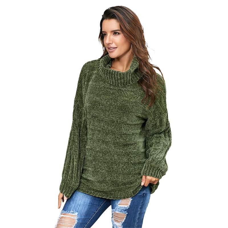 Kvinnors Vintertröja Med Hög Hals Enfärgad Långärmad Pullover