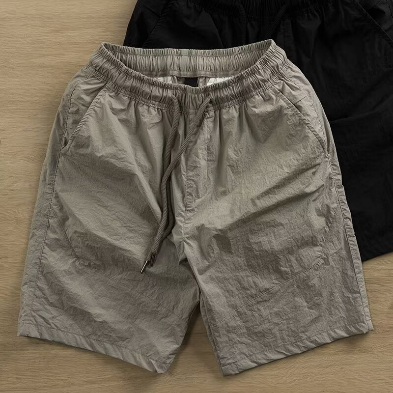 Herr Sommar Arbetsshorts Rak Passform Dragsko Khaki Design