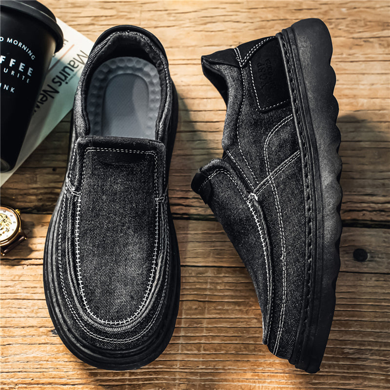 Herr Vår- Och Höstskor I Denim Med Slip-On-Mönster Och Casual Körning