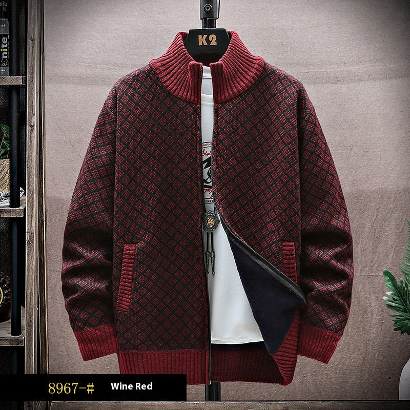 Herr Sweatercoat med Dragkedja Långärmad och Lös Passform