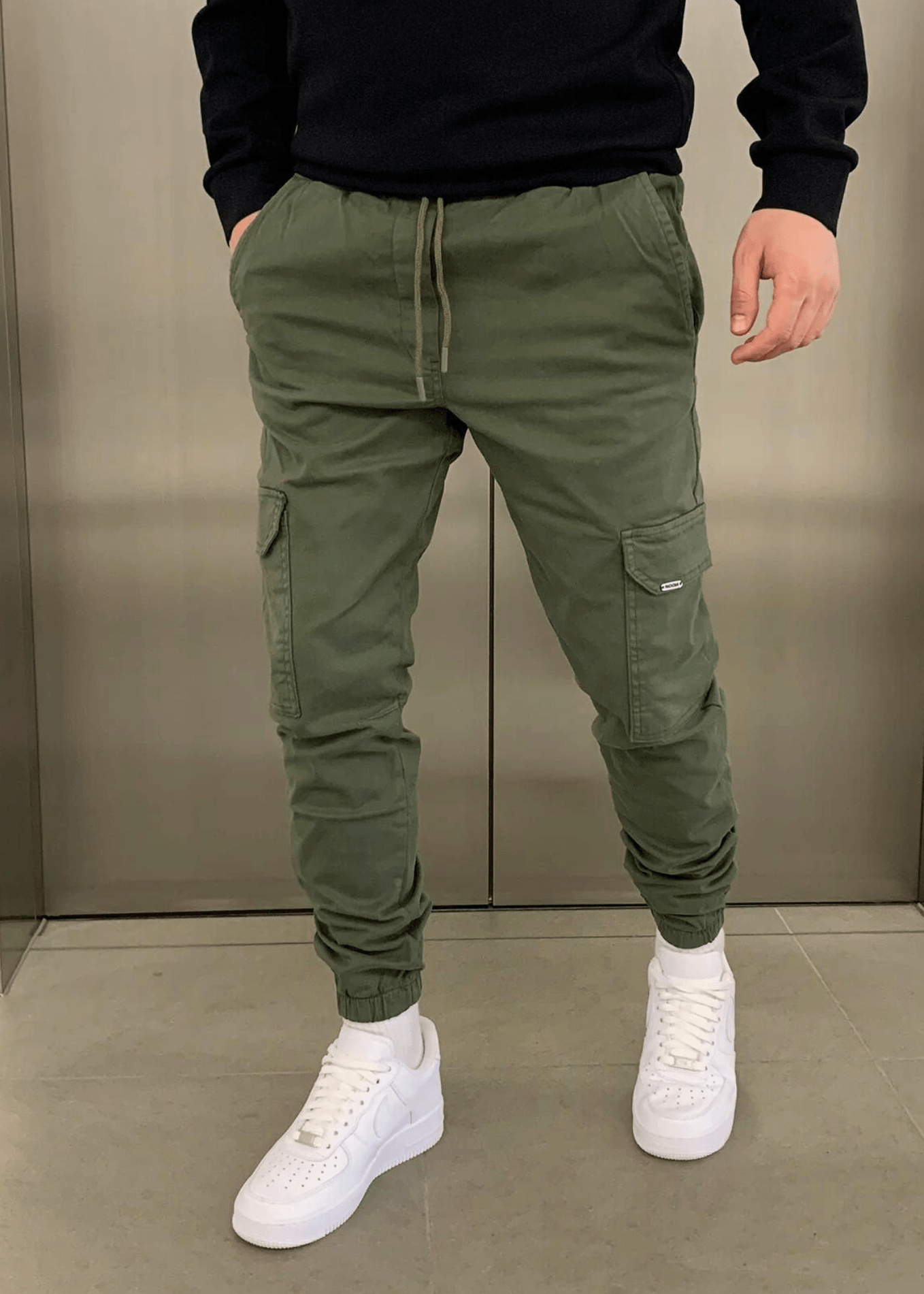 Herr Cargo Joggerbyxor med Elastisk Midja och Sidofickor