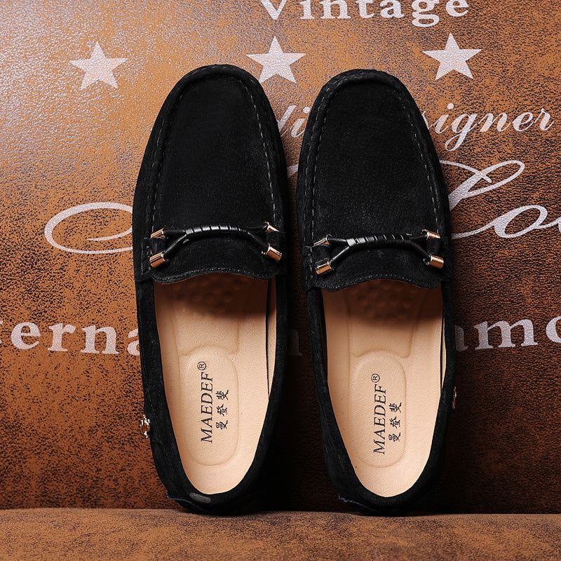 Loafers För Herr Med Mockaöverdel, Snurrad Rem Och Moc-Tå