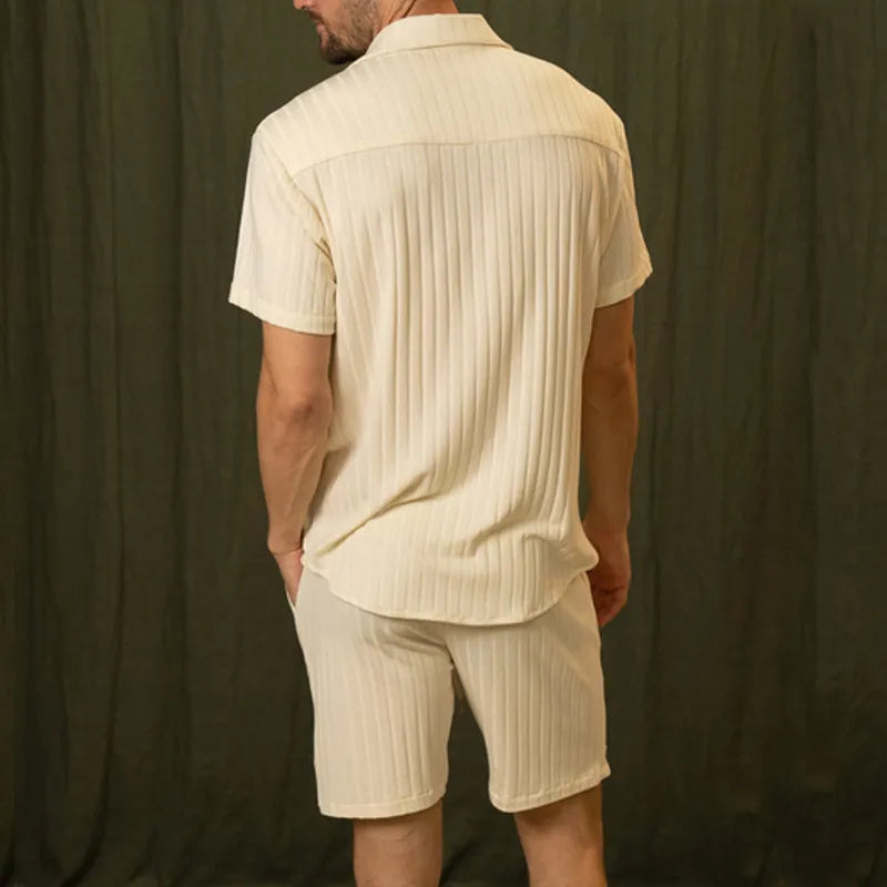 Herr Vårset Två Delar Kortärmad Skjorta och Shorts