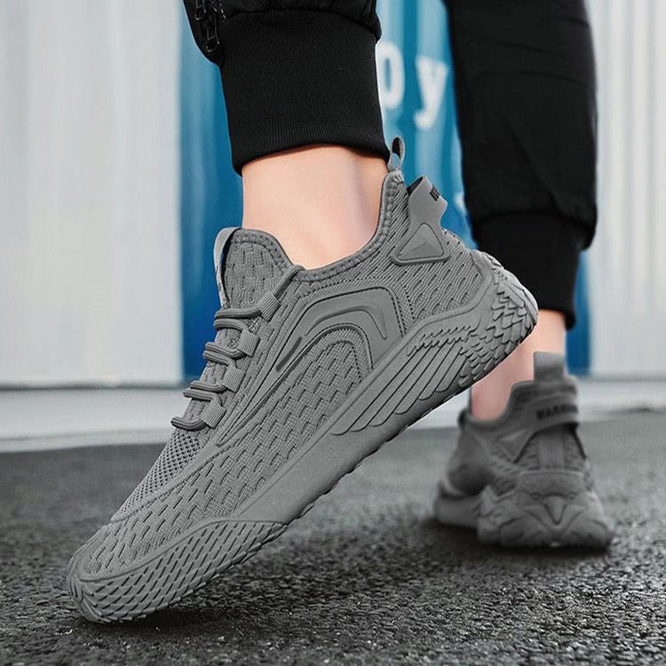 Herrsportsneakers Med Snörning, Rund Tå Och Platt Sula