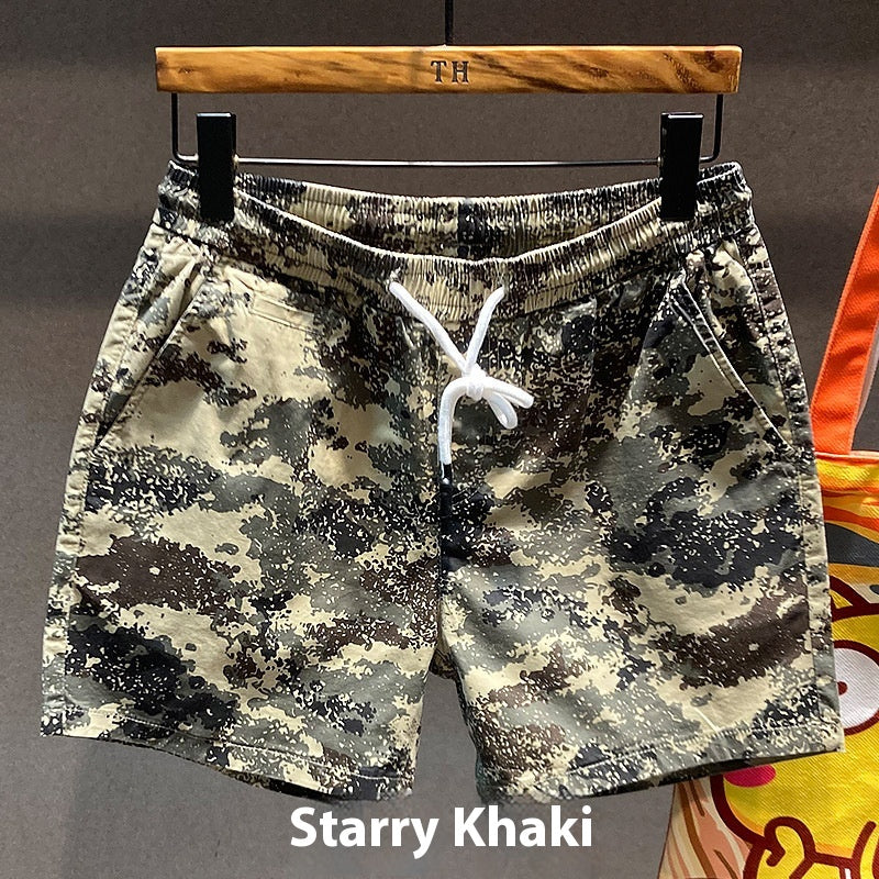 Herr Croppade Shorts Rak Passform Lös Design Färg Block