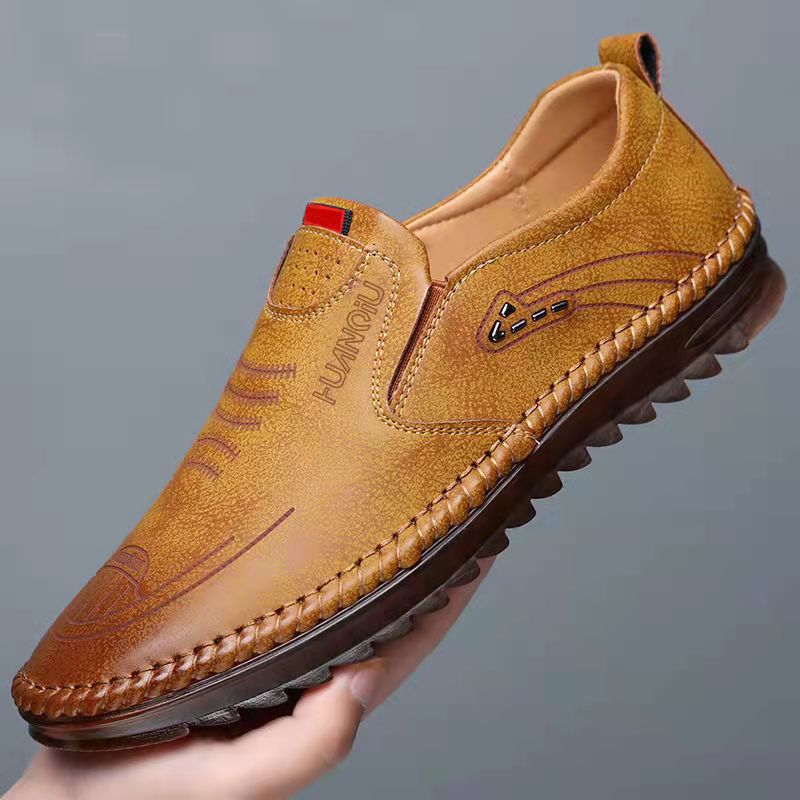 Herrsneakers Läderlook Andningsbar Ovandel Halkfri Sula