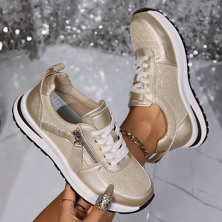 Damsneakers Sidodragkedja Med Hålfotsstöd Halkfri Sula