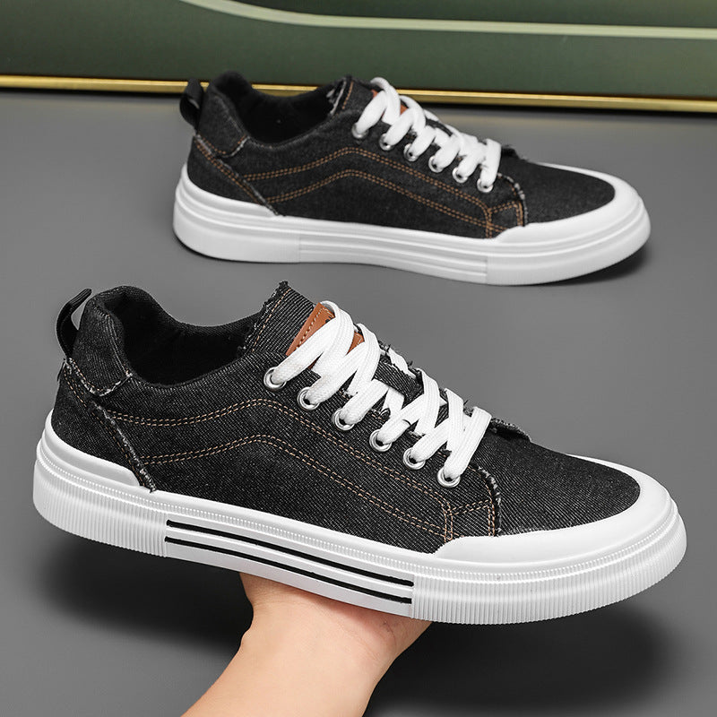 Herr Sneakers Låga Snörskor Platta Klackar Rund Tå