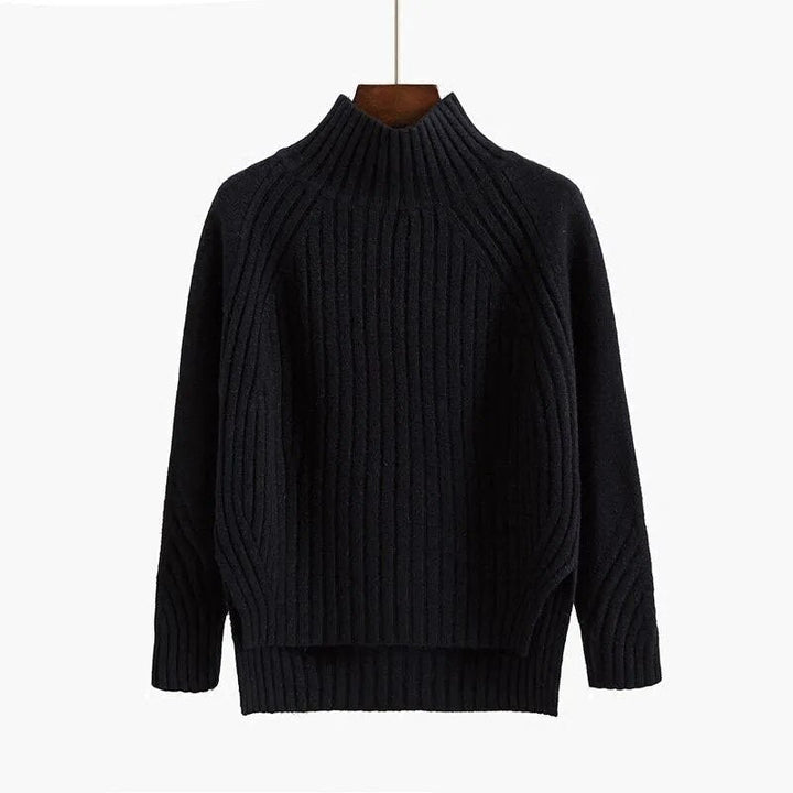 Dam Pullover Långa Ärmar Ribbad Kant