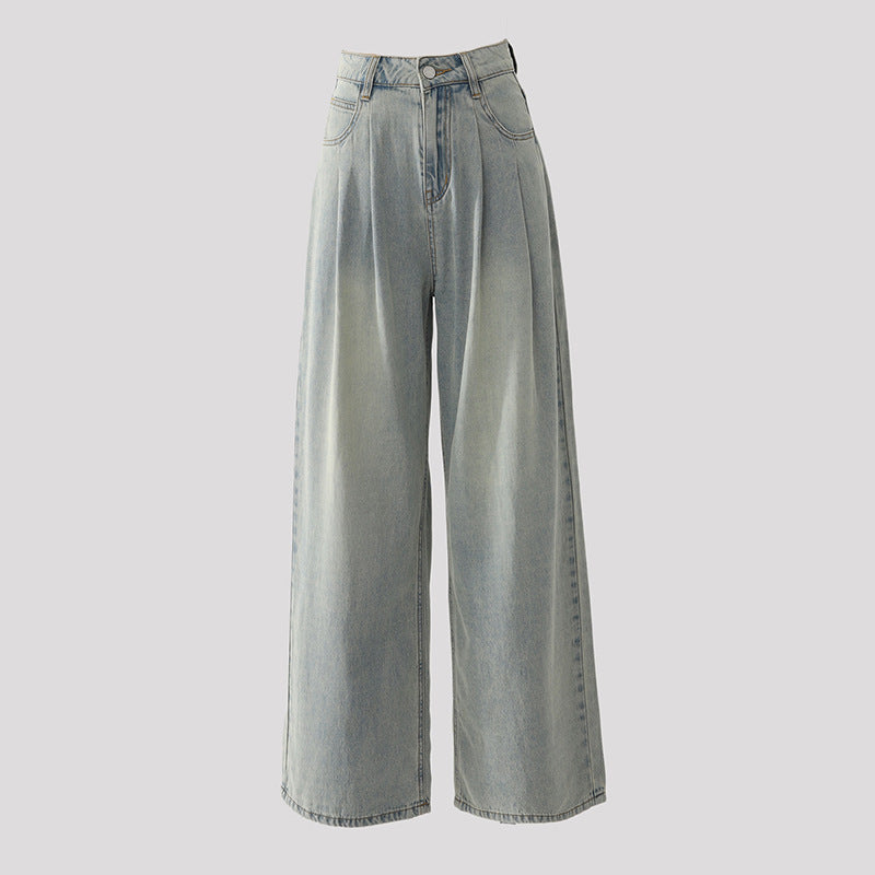Damjeans Med Hög Midja Och Vida Ben I Retrodesign