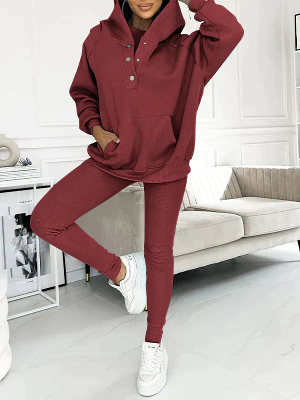 Loungewear-Set För Kvinnor Med Långärmad Topp Och Byxor Med Resår I Midjan