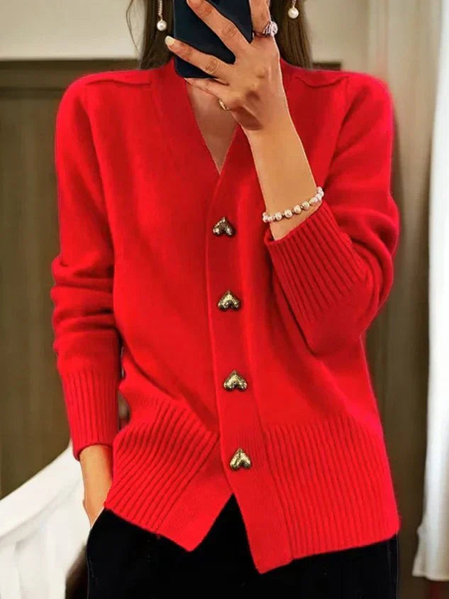 Dam Höst Cardigan Knäppt Långärmad Garnstickad