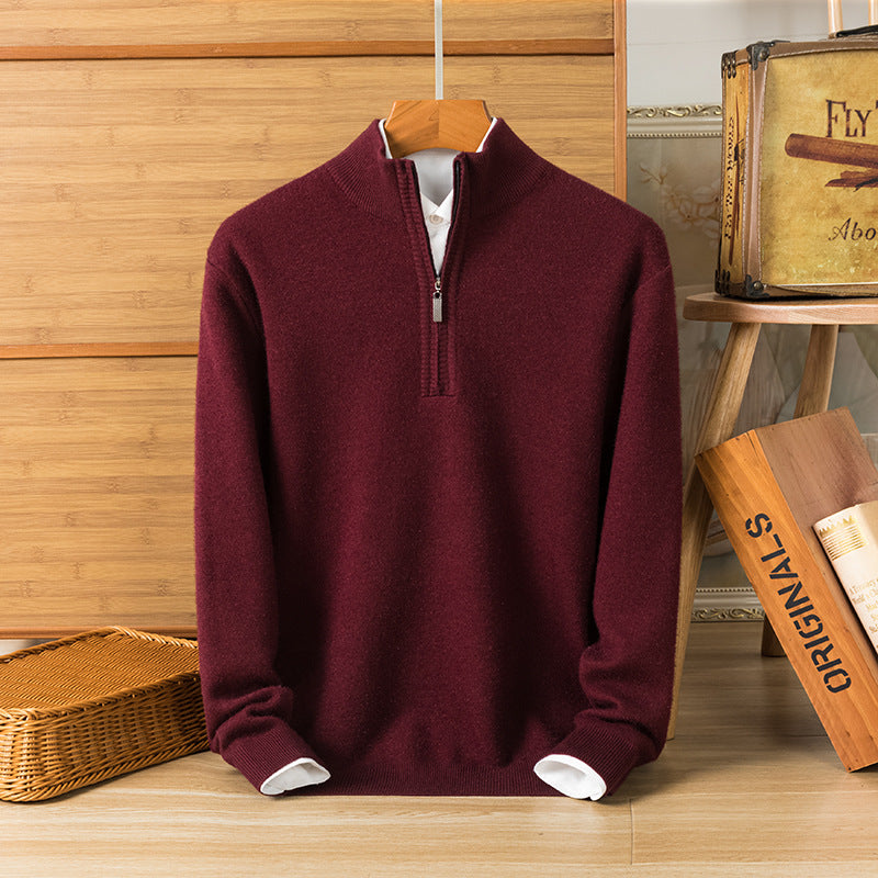 Herr Stickad Pullover Tröja Tjock med Långärmad Design