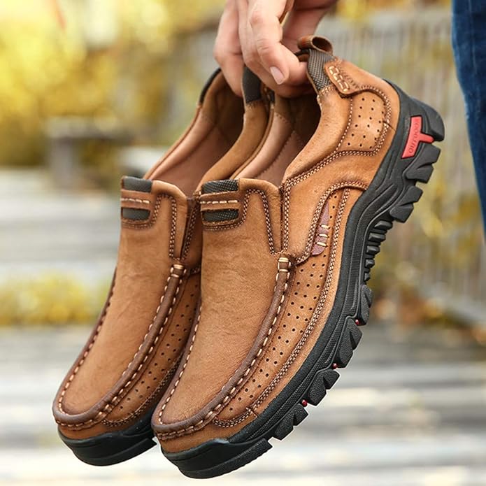 Ortopediska Slip-On-Promenadskor För Män, Stöd För Hålfoten Och Halkfri Sula – Läderlook