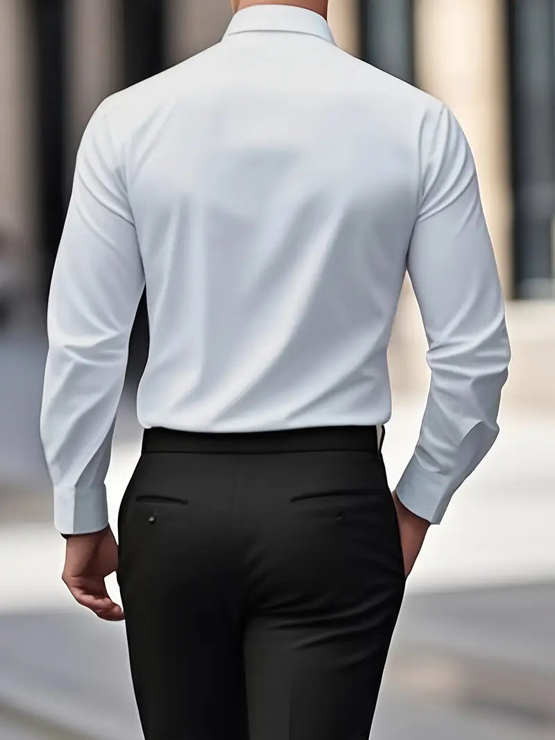 Herrskjorta Långärmad Slim Fit Ventilerande Material