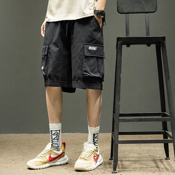 Herr Sommar Cargo Shorts Lös Passform Medellånga Fickor Byxor