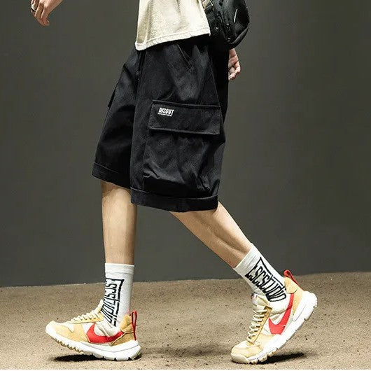Herr Sommar Cargo Shorts Lös Passform Medellånga Fickor Byxor