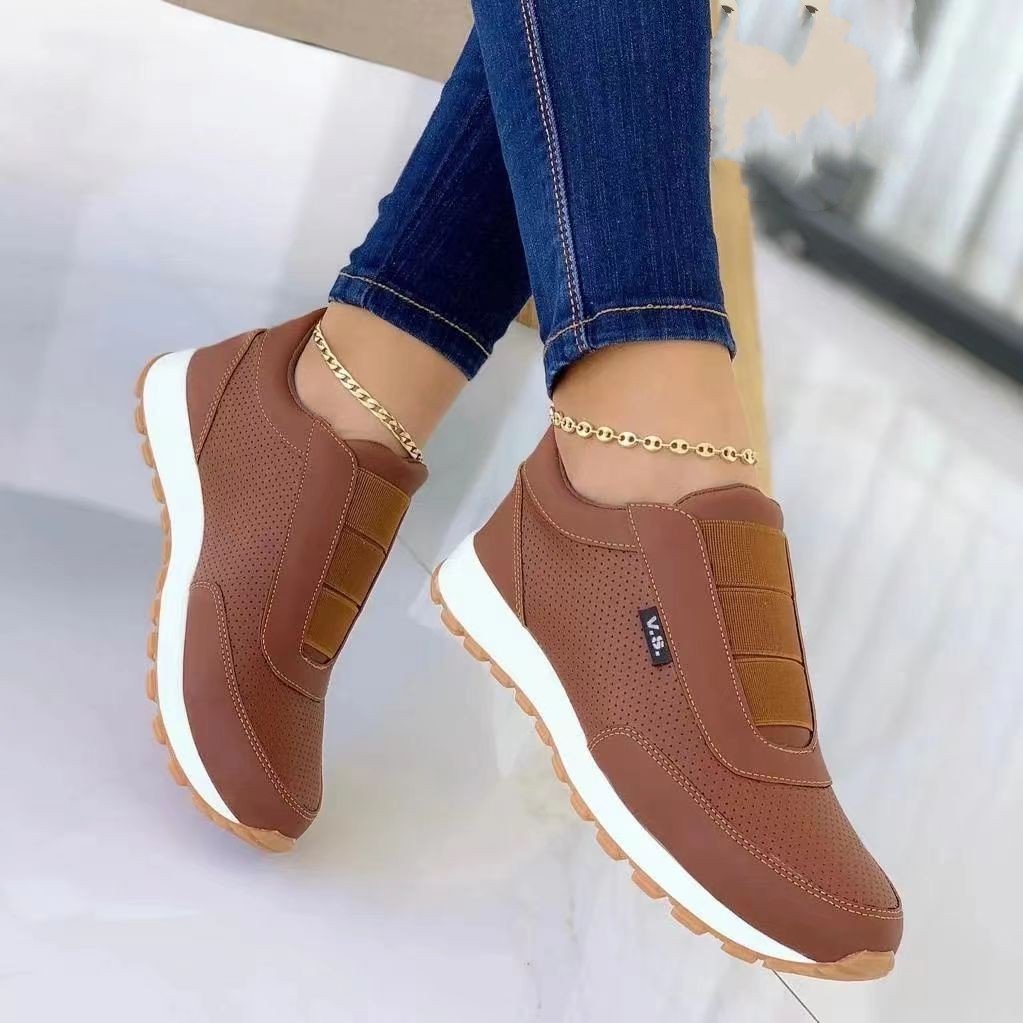 Platta Sneakers För Kvinnor Med Rund Tå Och Grund Ovandel