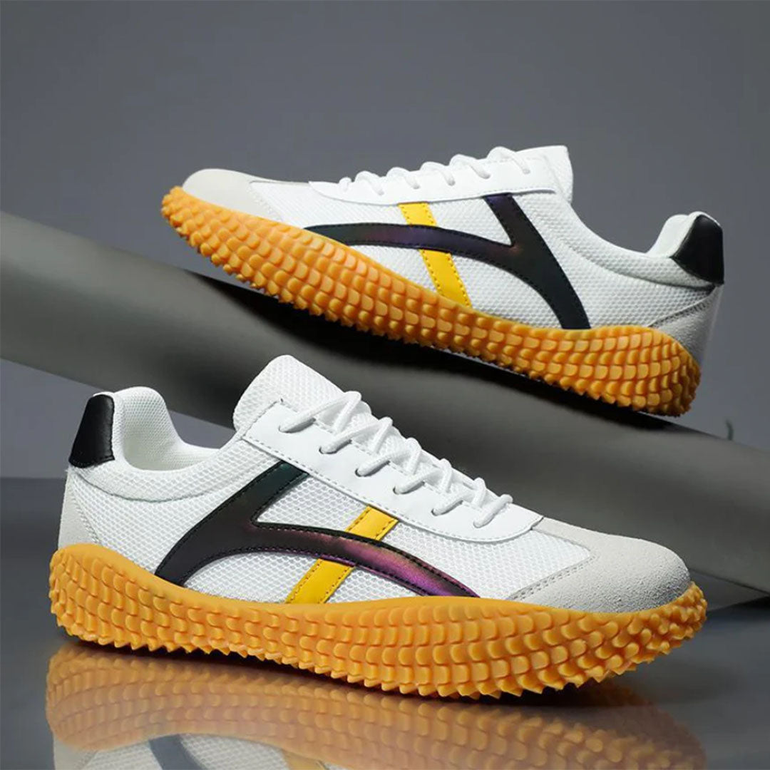 Herr Retro Sneakers Med Kontraststripes Och Gummisula