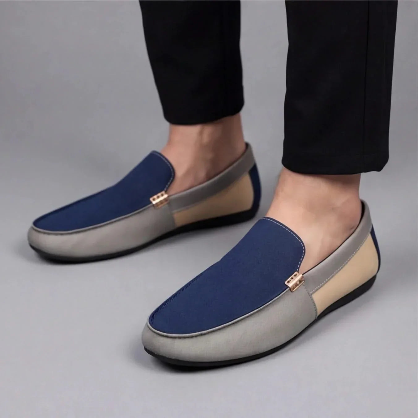 Herr Slip On Canvas Loafers Lätta Casual Patchwork Design