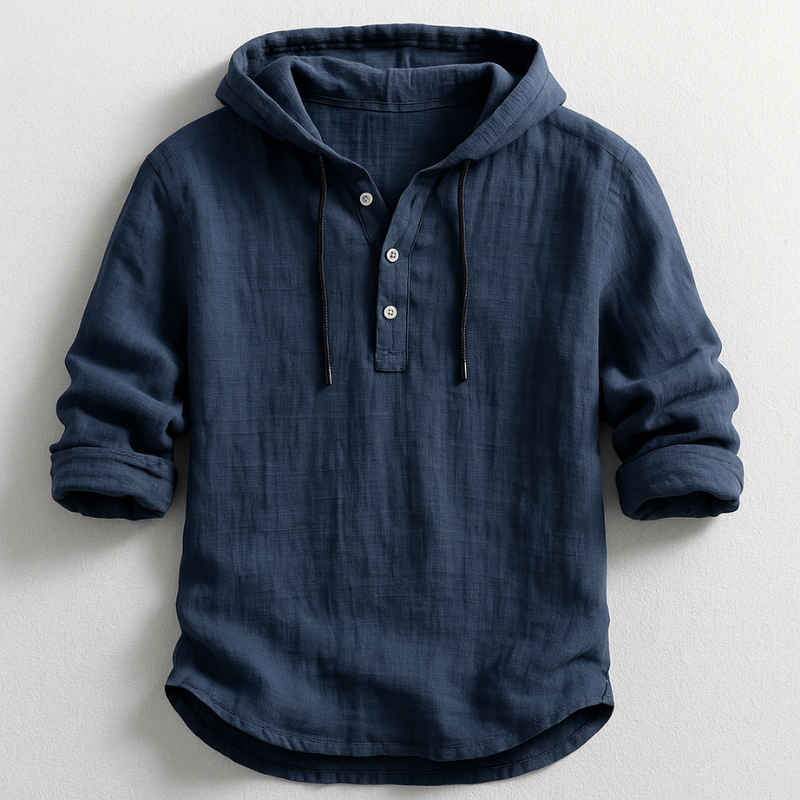 Herrhoodie Långärmad Med Kurvad Fåll