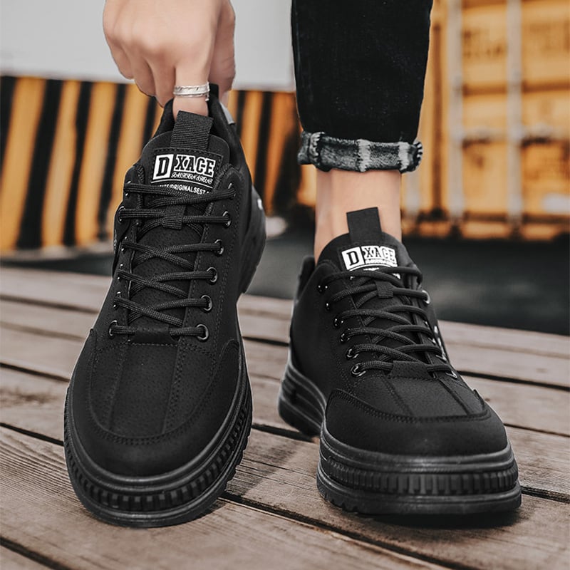 Herrsneakers Med Snörning, Låga, Rund Tå Och Platt Sula