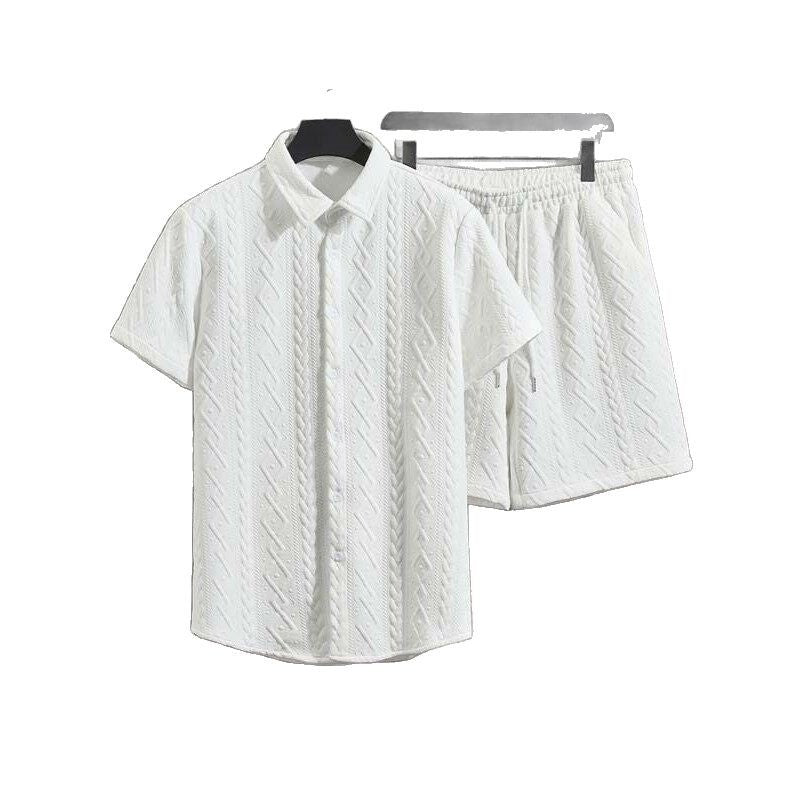 Herr Vårshorts Set Med Diamantmönster, Kortärmad T-Shirt Och Shorts