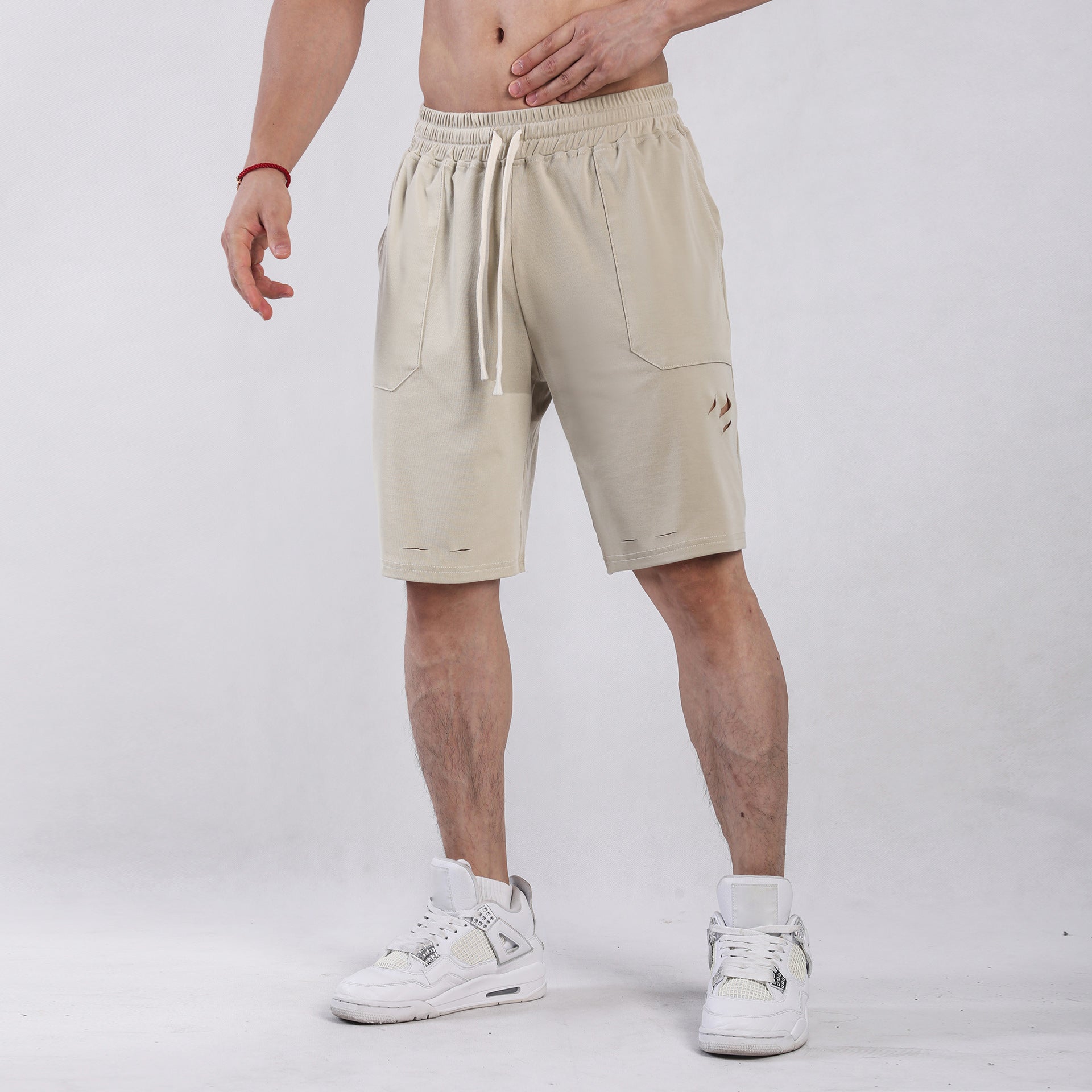Herr Sommarsportshorts Lös Passform Rivna Detaljer Mellanlånga