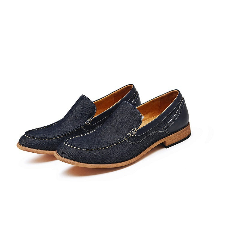 Herr Slip-On Skor Rund Tå Låg Klack Sydd Sulhöjdökning