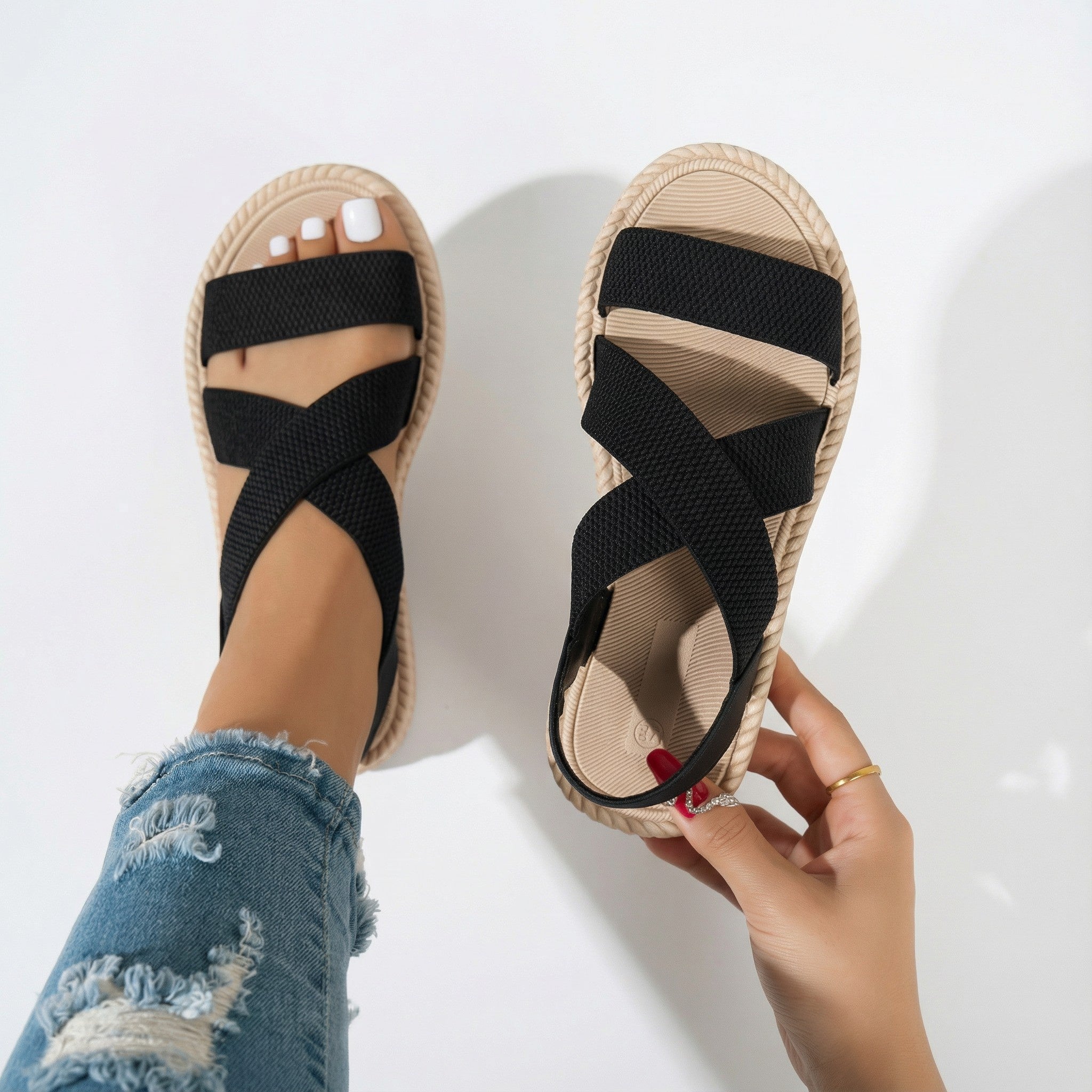 Dam Sommarsandaler Korsvis Mjuk Sula Lätt Design