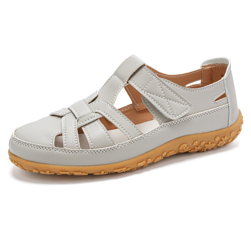 Dam Retro Kardborreband Platta Sandaler Rund Tå Mjuk Sula