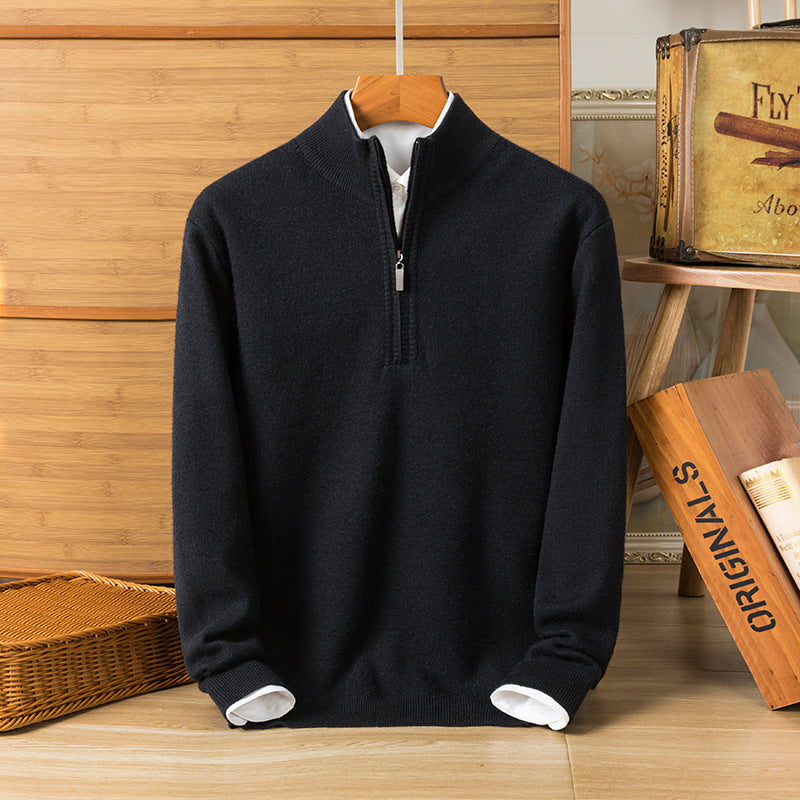 Herr Stickad Pullover Tröja Tjock med Långärmad Design