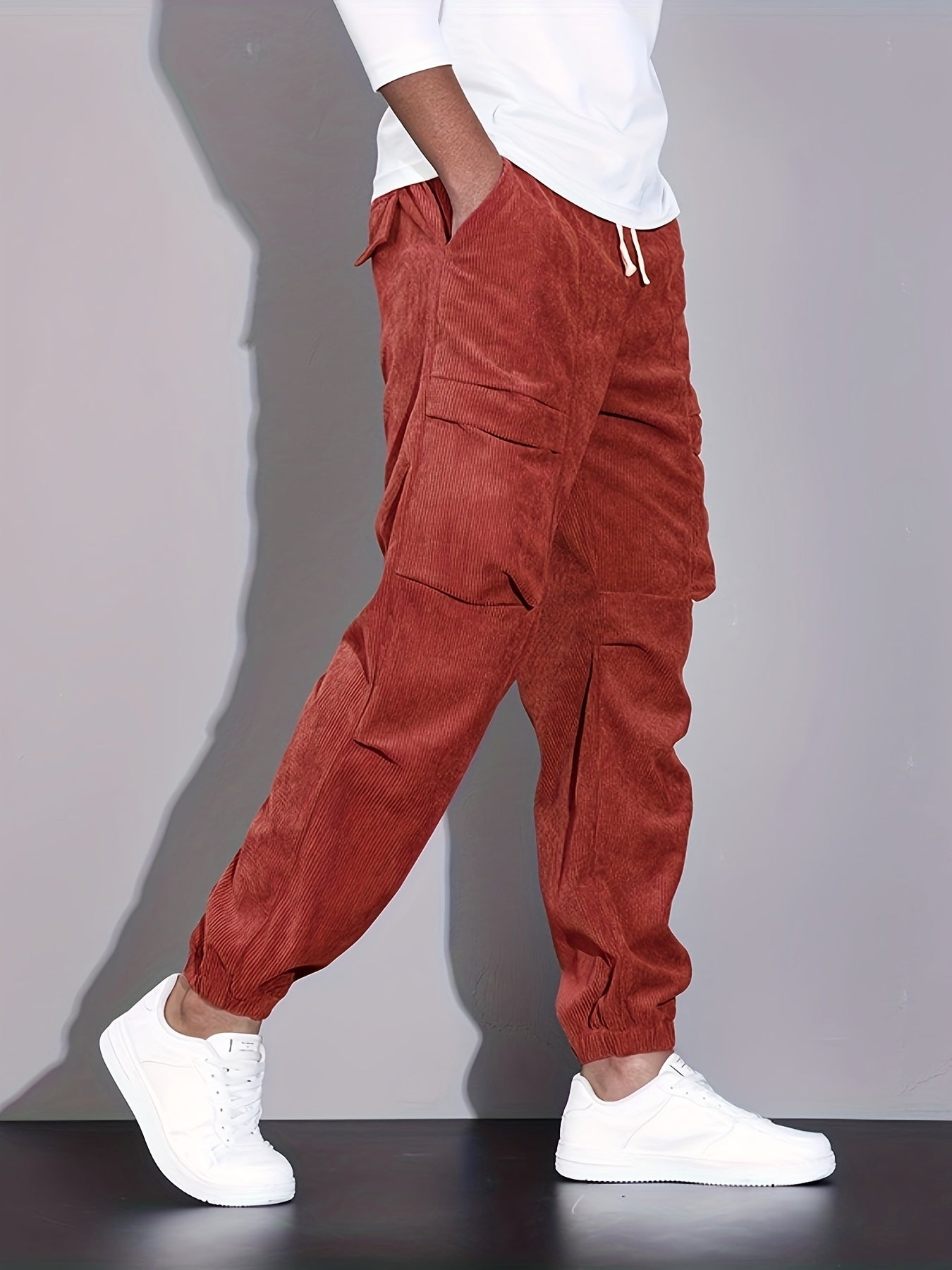 Herr Corduroy Joggers Avslappnad Skräddarsydd Passform