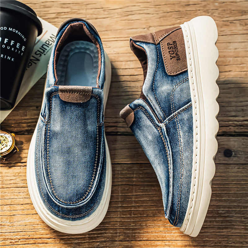Herr Vår- Och Höstskor I Denim Med Slip-On-Mönster Och Casual Körning