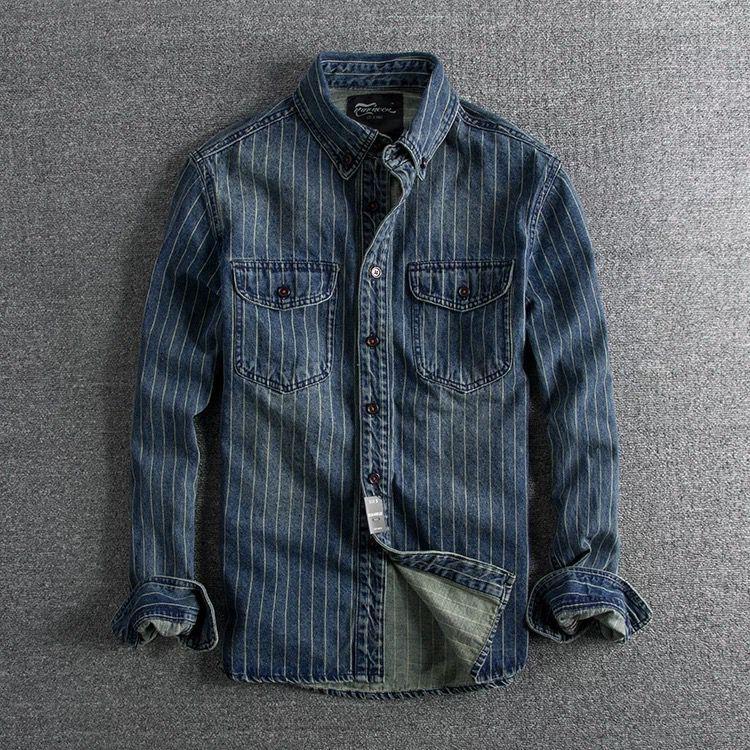 Herrskjorta Randig Långärmad Slim Fit Button-Down
