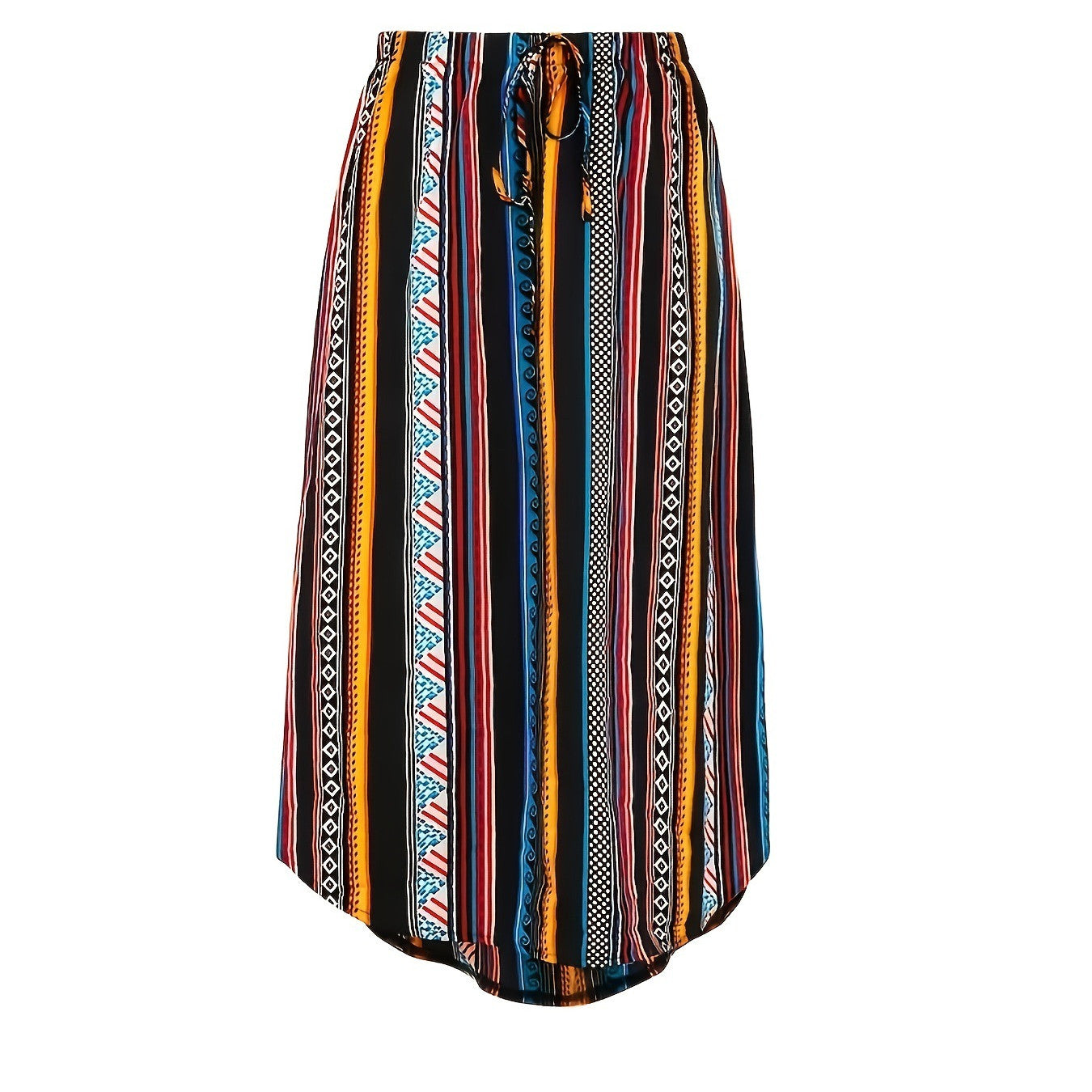 Kvinnors Geometriska Tryck Asymmetriska Kjolar I Avslappnad Midi-Stil