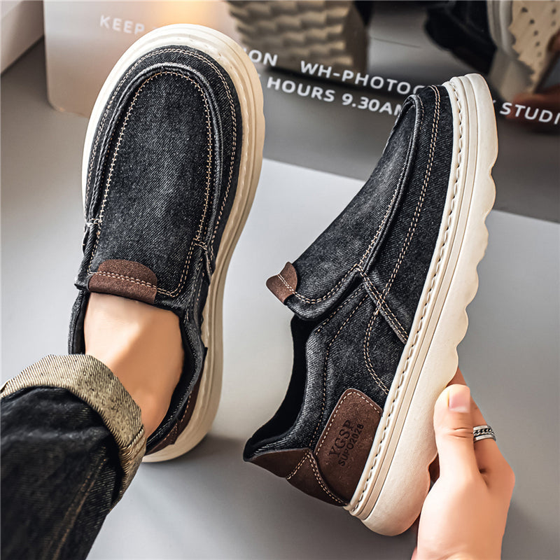 Herr Vår- Och Höstskor I Denim Med Slip-On-Mönster Och Casual Körning