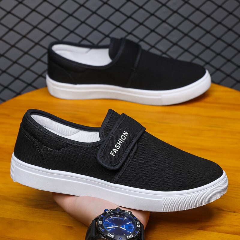 Herrsneakers Med Kardborreband, Platt Sula Och Låg Design