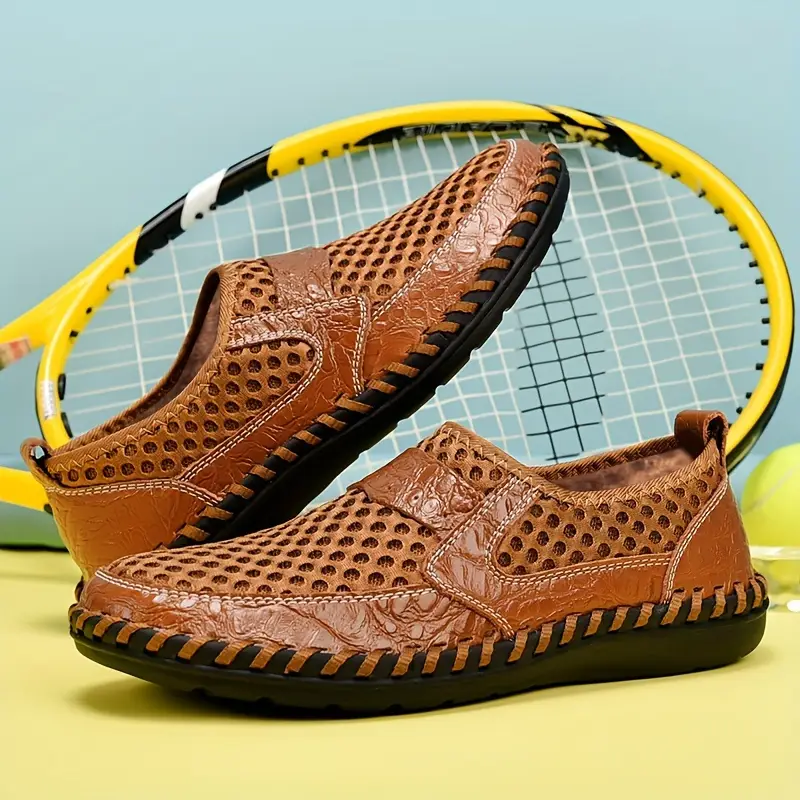 Herr Slip On Skor Mesh Ovandel Bred Passform Halkfri Kudde Sula
