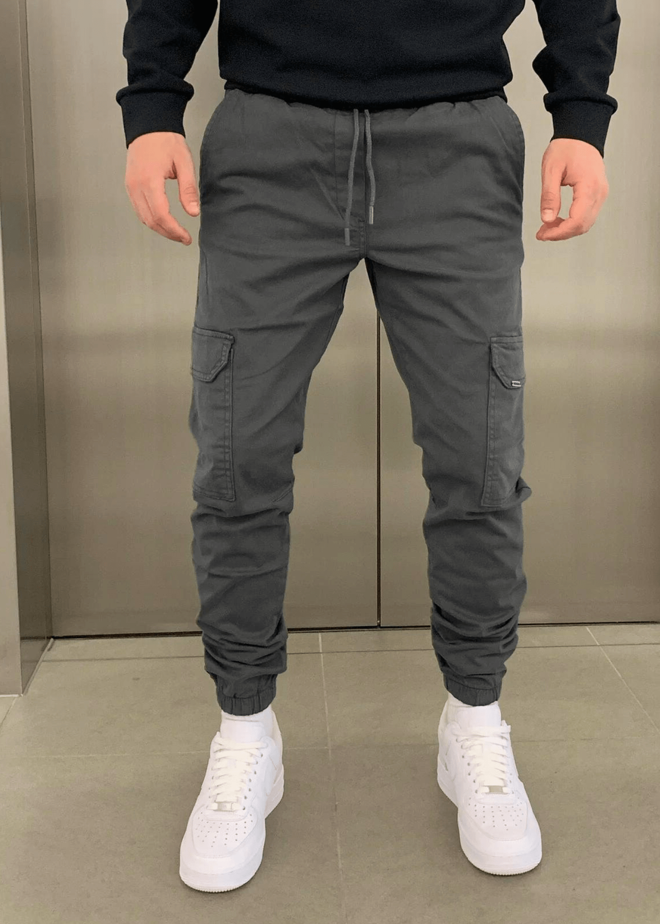 Herr Cargo Joggerbyxor med Elastisk Midja och Sidofickor