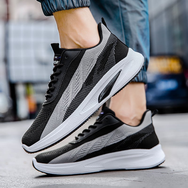 Herr Löparsneakers Med Snörning, Låg Design Och Rund Tå